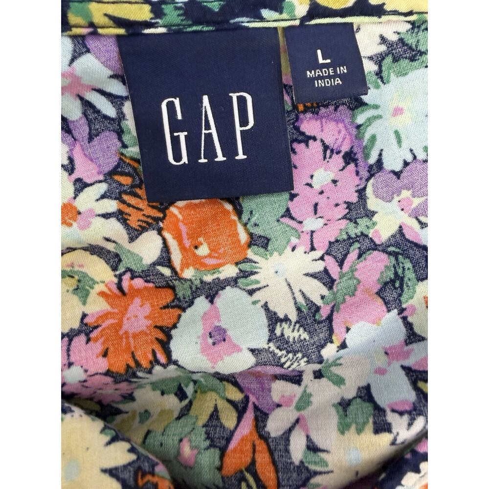 Gap Cotton Maxi Dress Colorful Floral Keyhole Tie Front Women’s L Cottagecore - Picture 9 of 13